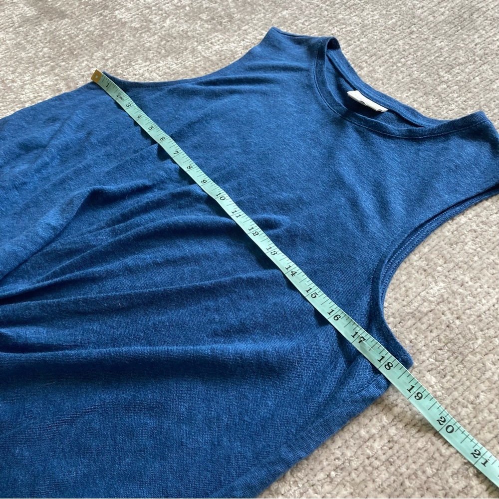 J.Jill Love Linen Twist Front Tank Top Small 100% Linen Blue Coastal Classic - Picture 5 of 6